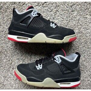 Nike Air Jordan 4 Retro Bred 2019 Size 7 Youth (Size 8.5 Women's)